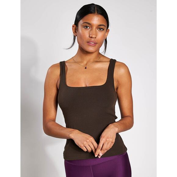 Alo Yoga Ribbed Minimalist Tank Top- Xs Espresso - Picture 1 of 4